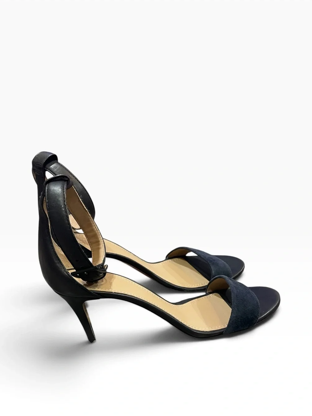 Tory Burch Black Ankle-Strap Suede Front Sandals Size 9.5